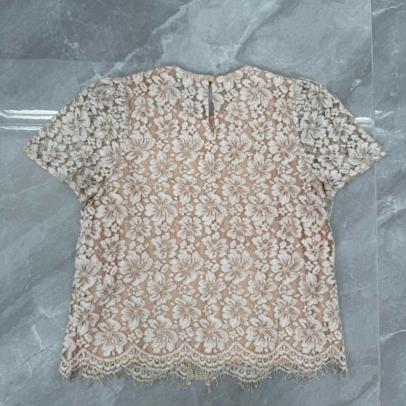 Women’s Adelyn Rae Floral Lace Short Sleeve Top Lined Size XS - Picture 8 of 16